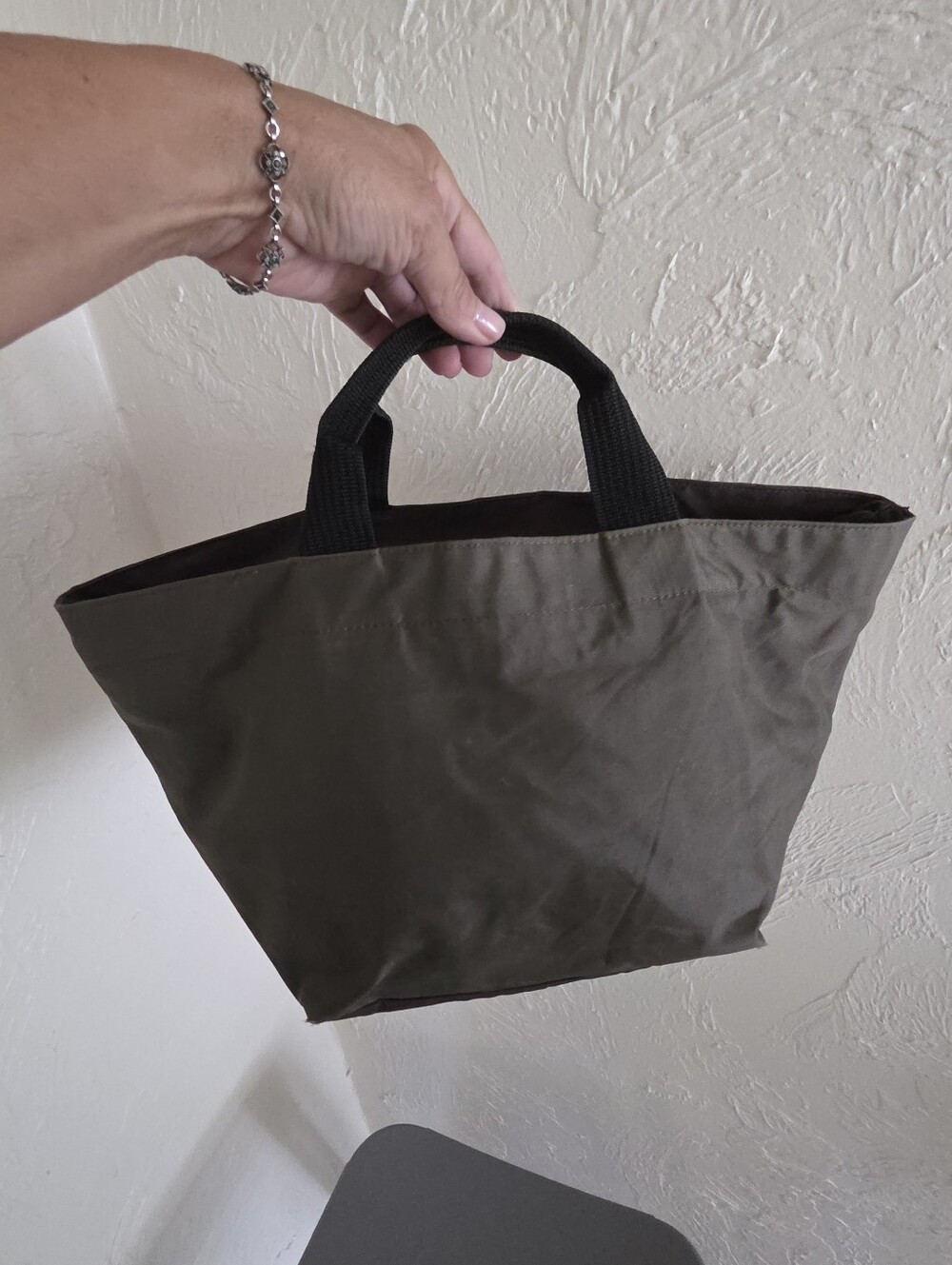 Herve Chapelier Paris Small Tote Green & Brown Nylon